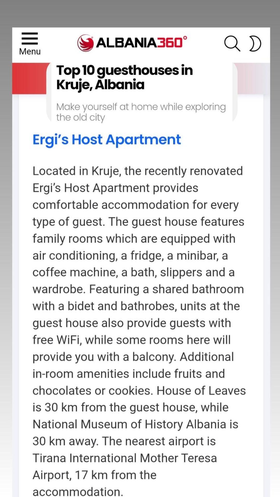 Ergi'S Bed & Breakfast Κρούγια Εξωτερικό φωτογραφία